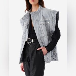 IRO Paris Jasia Vest Oversized Quilted Denim Size US Small Euro 36